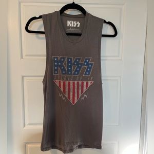 Kiss Graphic Muscle Tank Gray Size Small